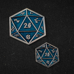 Aqua and Silver D20 Pin (ONLINE ORDER ONLY)