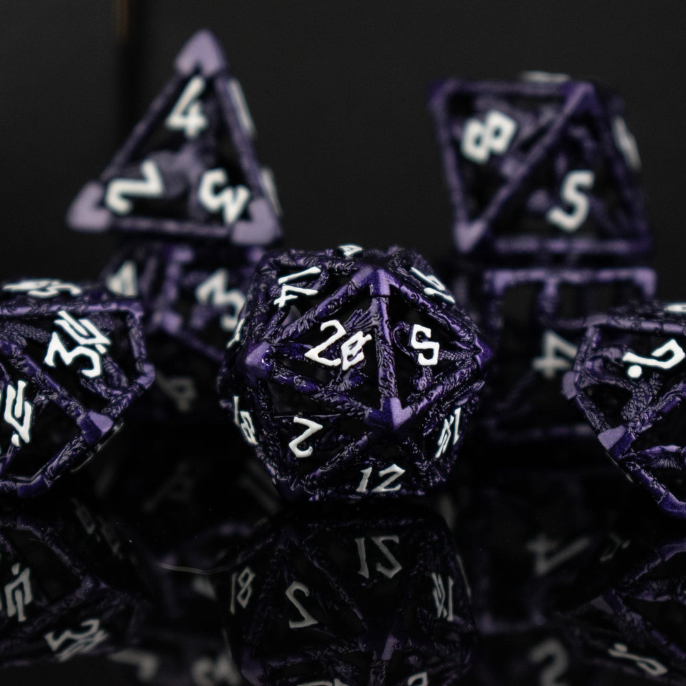 Legends of Valhalla - Purple Hollow Metal Dice Set (ONLINE ORDER ONLY)