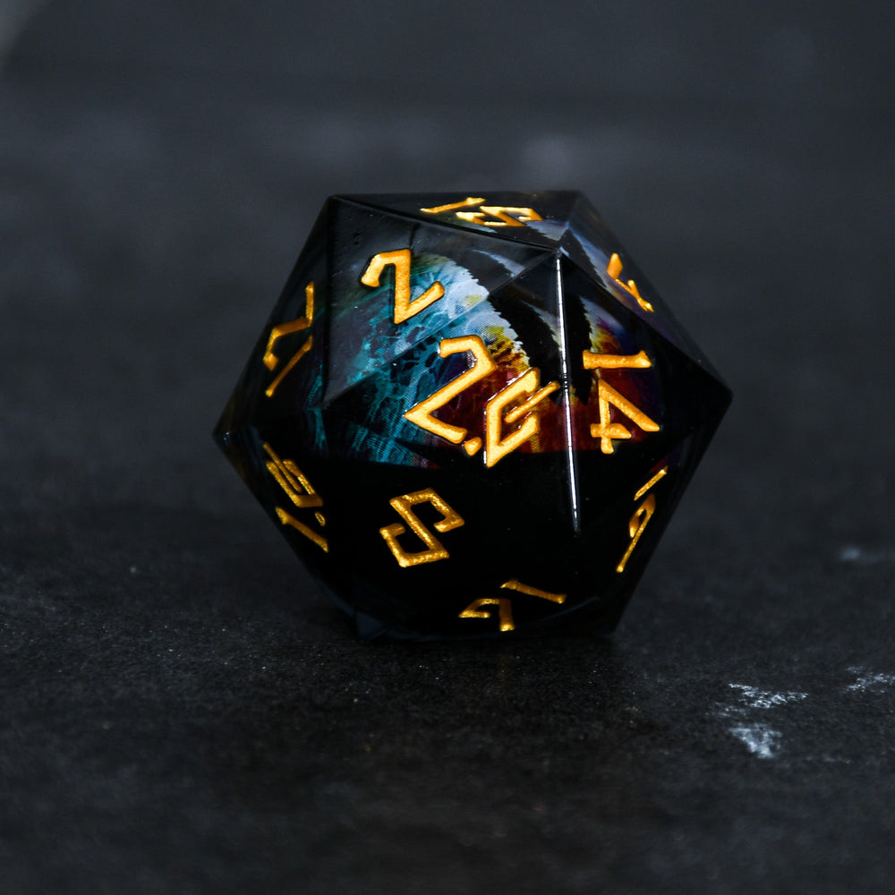 Rainbow Dragon (Black/Gold) Liquid Core 50mm D20 (ONLINE ORDER ONLY)