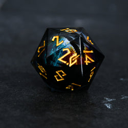 Rainbow Dragon (Black/Gold) Liquid Core 50mm D20 (ONLINE ORDER ONLY)
