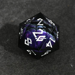 Enchanted Dragon Eye (Black/Silver) Liquid Core 50mm D20 (ONLINE ORDER ONLY)