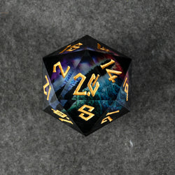 Rainbow Dragon (Black/Gold) Liquid Core 50mm D20 (ONLINE ORDER ONLY)