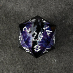 Enchanted Dragon Eye (Black/Silver) Liquid Core 50mm D20 (ONLINE ORDER ONLY)