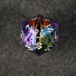 Rainbow Dragon (Purple/Silver) Liquid Core 50mm D20 (ONLINE ORDER ONLY)