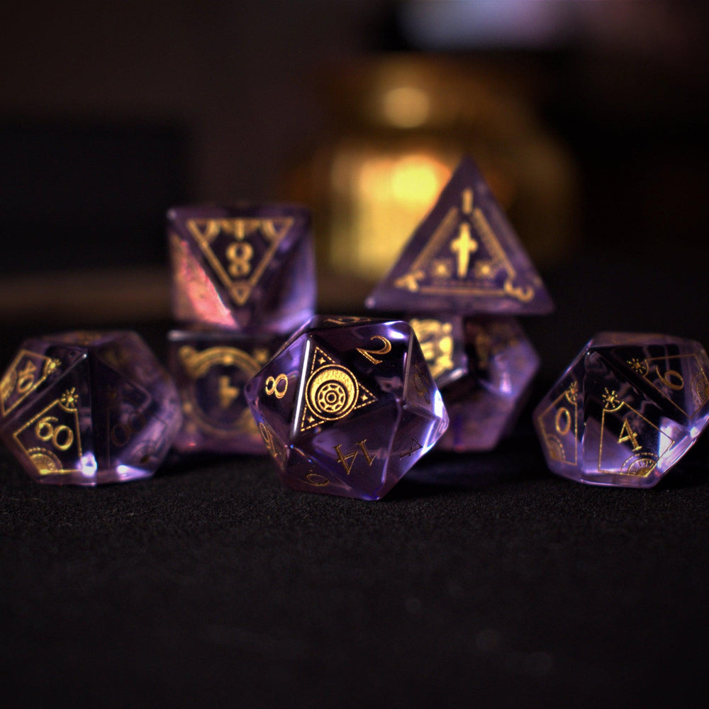 Fabled Mark Purple Glass Dice Set (ONLINE ORDER ONLY)