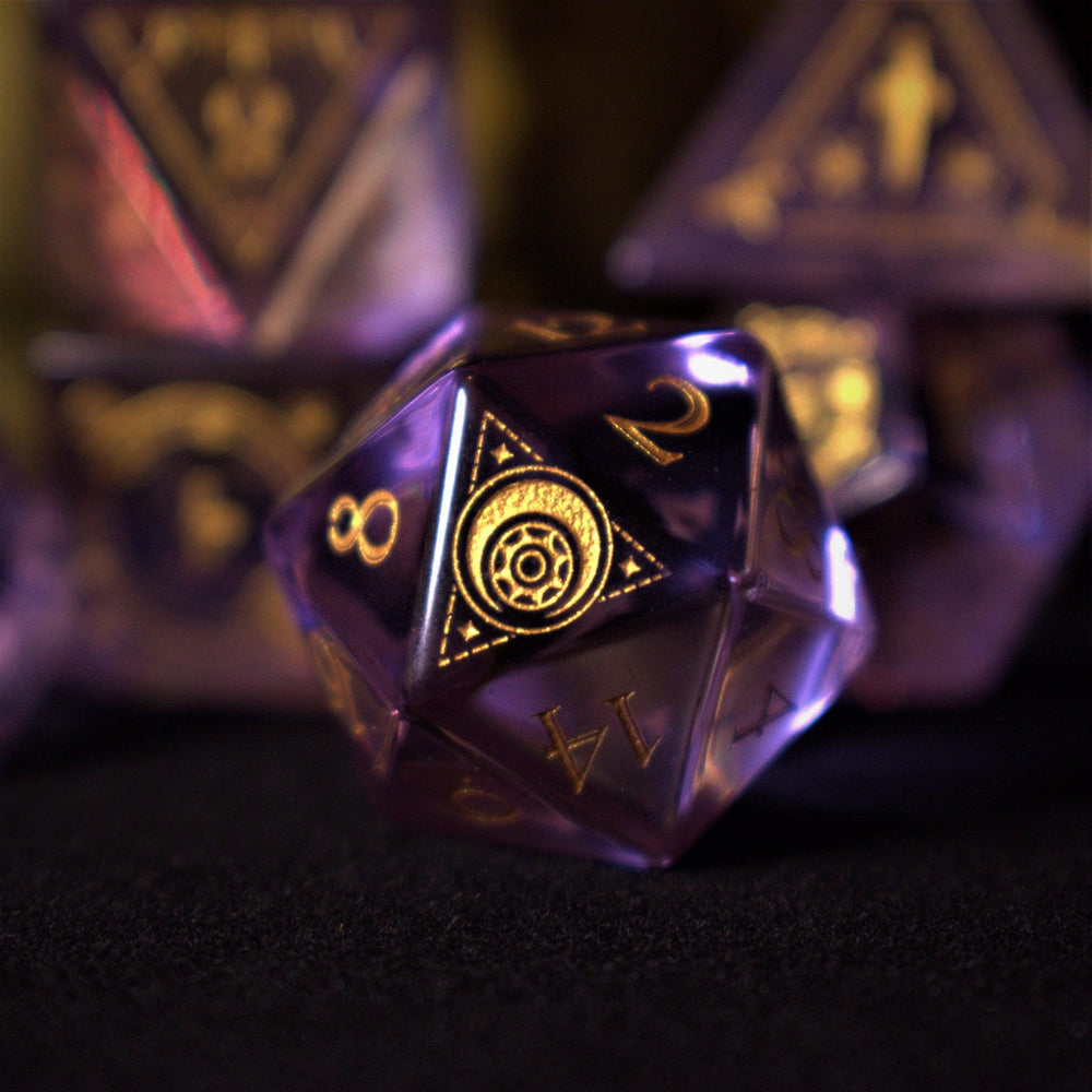 Fabled Mark Purple Glass Dice Set (ONLINE ORDER ONLY)