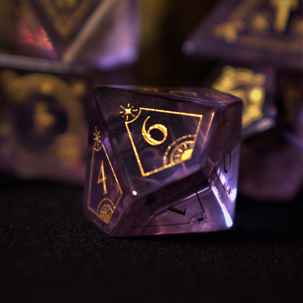 Fabled Mark Purple Glass Dice Set (ONLINE ORDER ONLY)