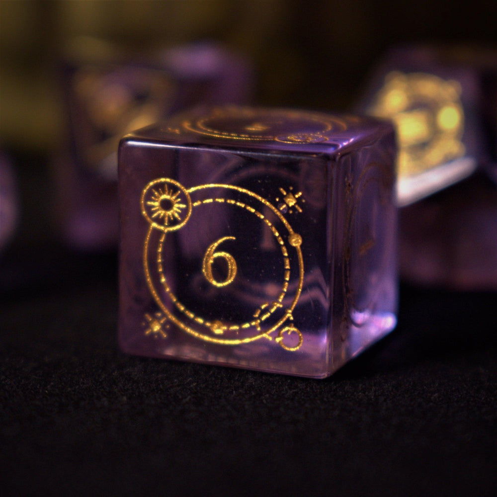 Fabled Mark Purple Glass Dice Set (ONLINE ORDER ONLY)