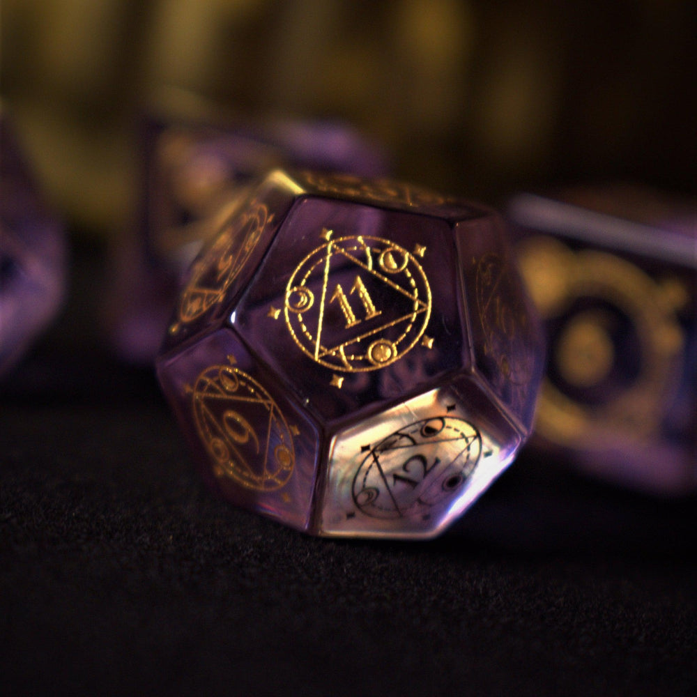 Fabled Mark Purple Glass Dice Set (ONLINE ORDER ONLY)