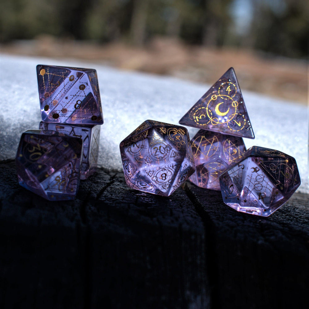 Spellcaster Purple Glass Dice Set (ONLINE ORDER ONLY)