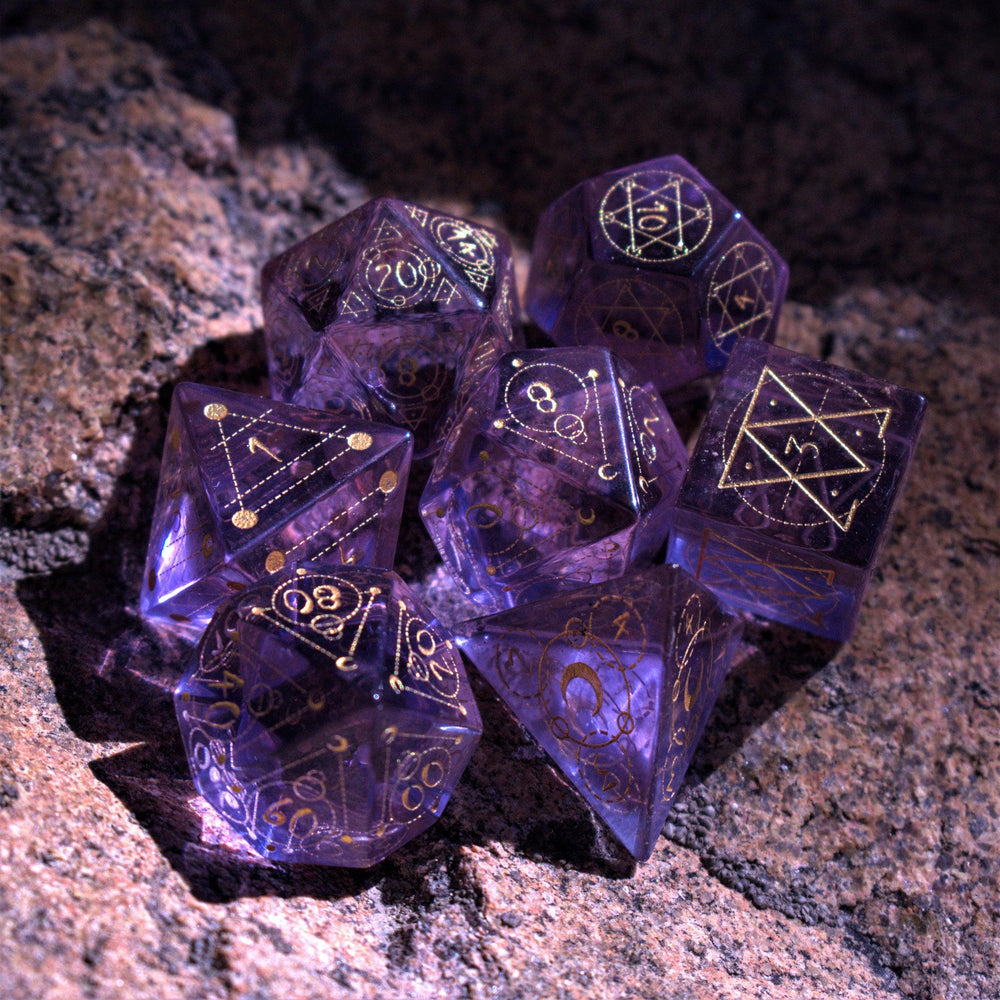 Spellcaster Purple Glass Dice Set (ONLINE ORDER ONLY)