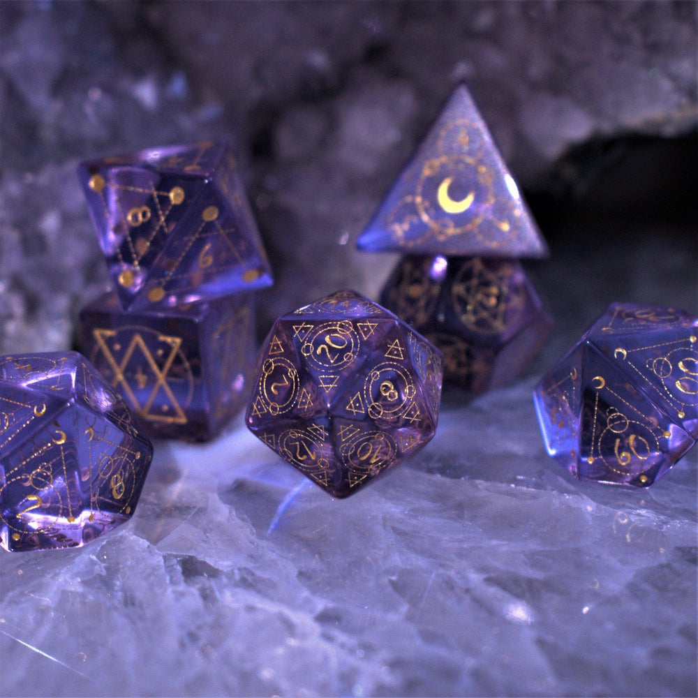 Spellcaster Purple Glass Dice Set (ONLINE ORDER ONLY)