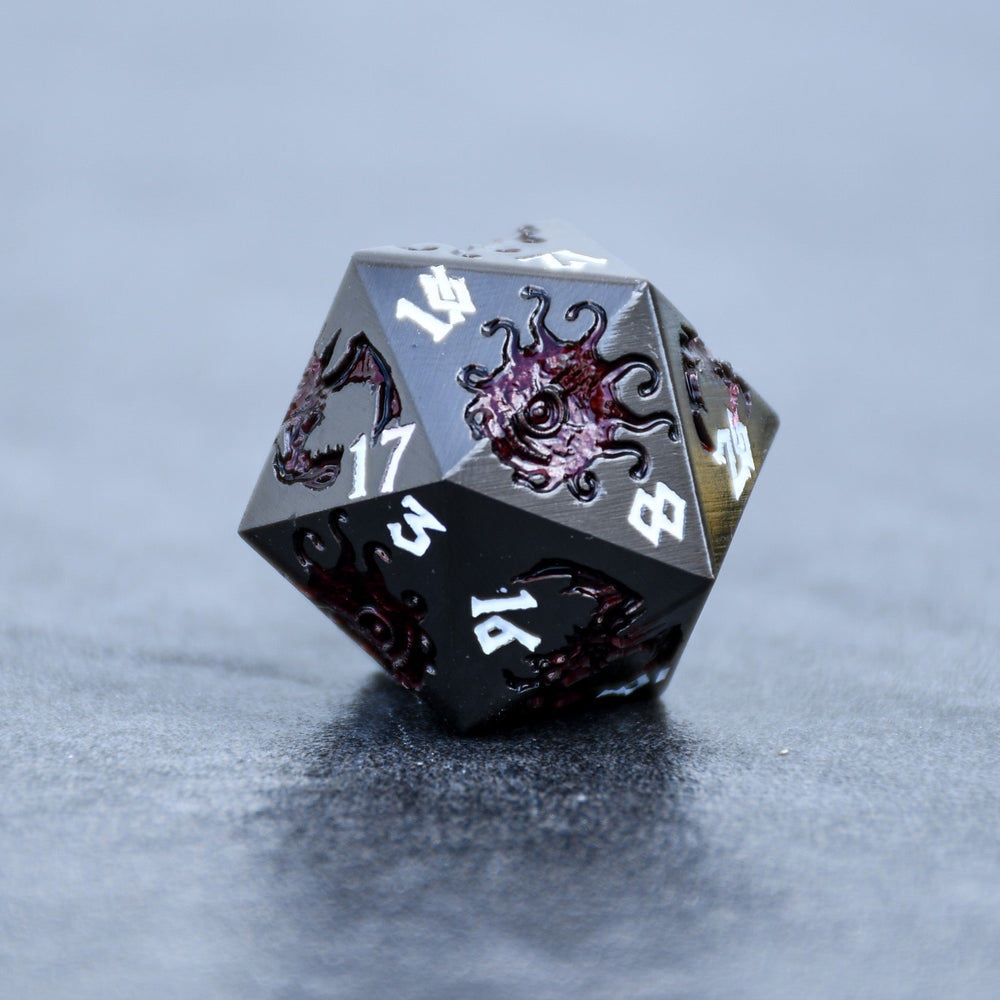 Monster Manual Dice - Gunmetal and Crimson (ONLINE ORDER ONLY)