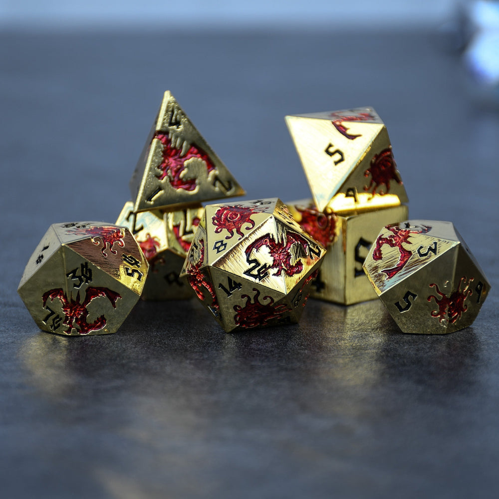 Monster Manual Dice - Gold and Red (ONLINE ORDER ONLY)