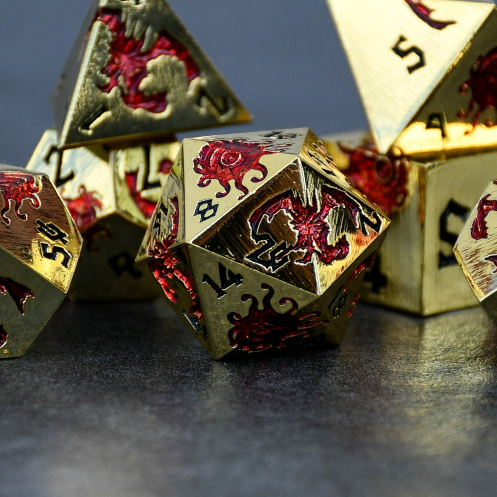Monster Manual Dice - Gold and Red (ONLINE ORDER ONLY)