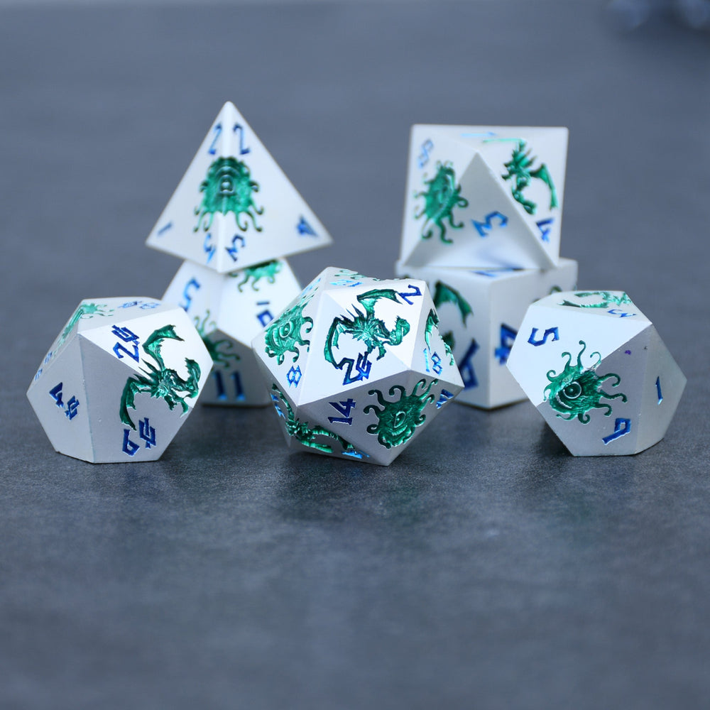 Monster Manual Dice - Silver and Green (ONLINE ORDER ONLY)