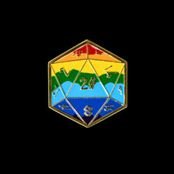Pride and Gold Rainbow D20 Pin (Large) (ONLINE ORDER ONLY)