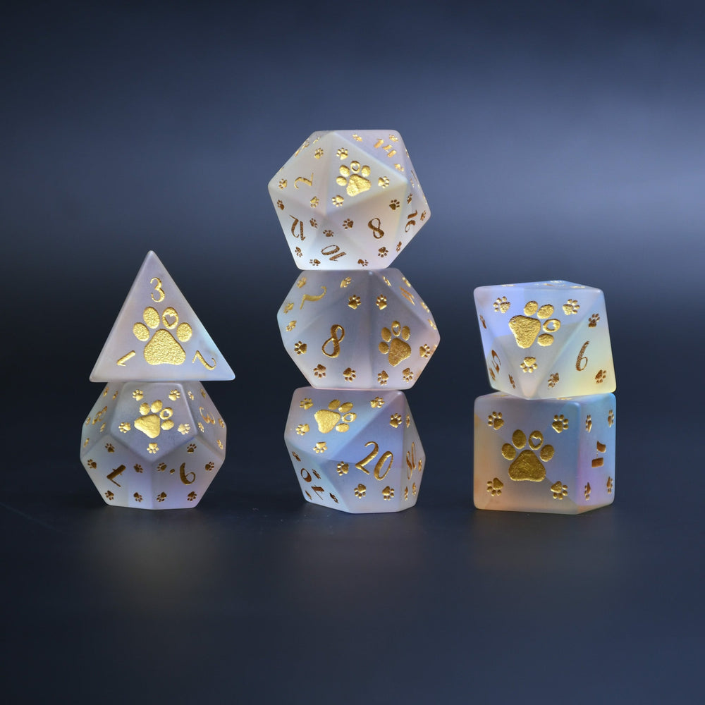 Puppy Paws Frosted Prism Glass Dice Set (ONLINE ORDER ONLY)