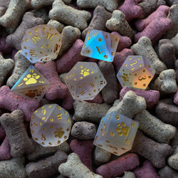 Puppy Paws Frosted Prism Glass Dice Set (ONLINE ORDER ONLY)