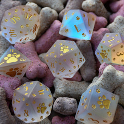 Puppy Paws Frosted Prism Glass Dice Set (ONLINE ORDER ONLY)