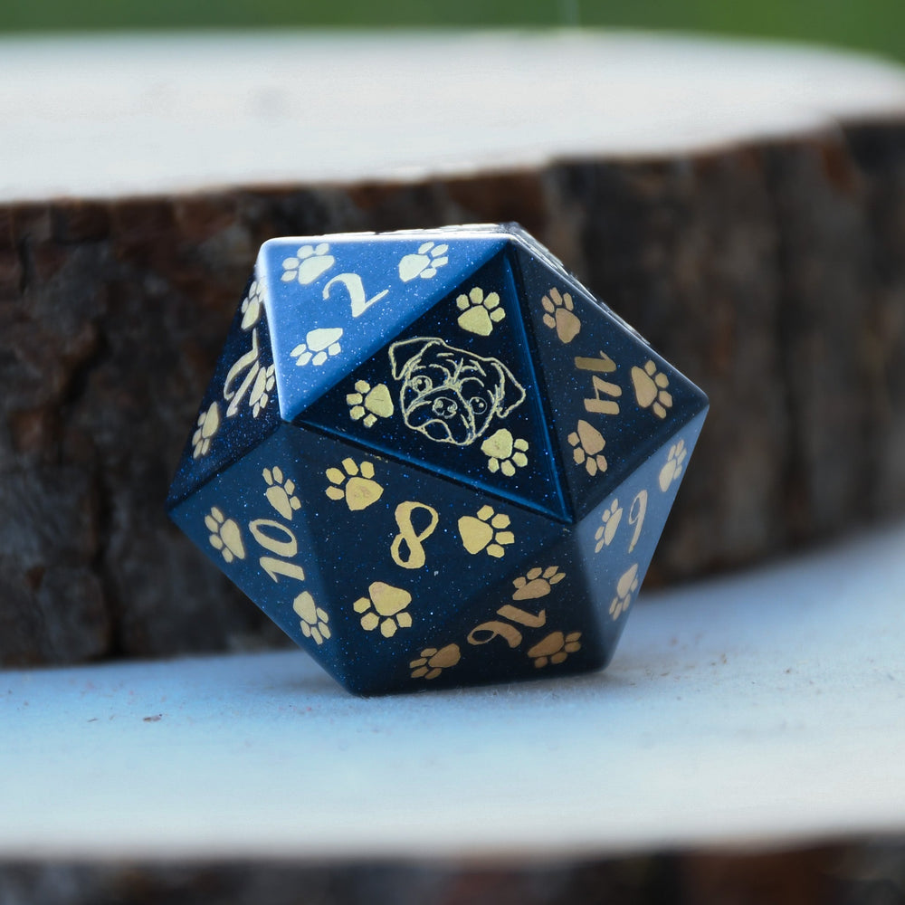 Pug Puppy Paws Blue Sandstone 30mm D20 (ONLINE ORDER ONLY)