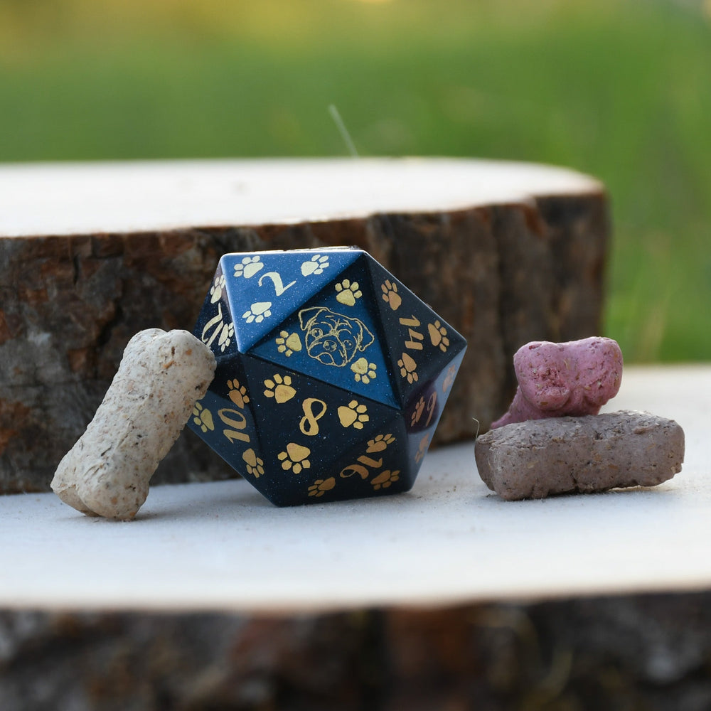 Pug Puppy Paws Blue Sandstone 30mm D20 (ONLINE ORDER ONLY)