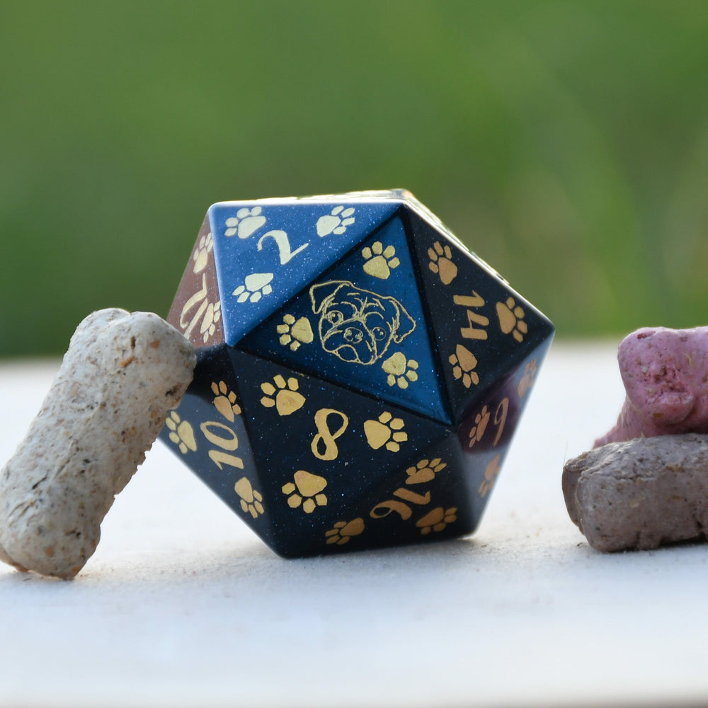 Pug Puppy Paws Blue Sandstone 30mm D20 (ONLINE ORDER ONLY)