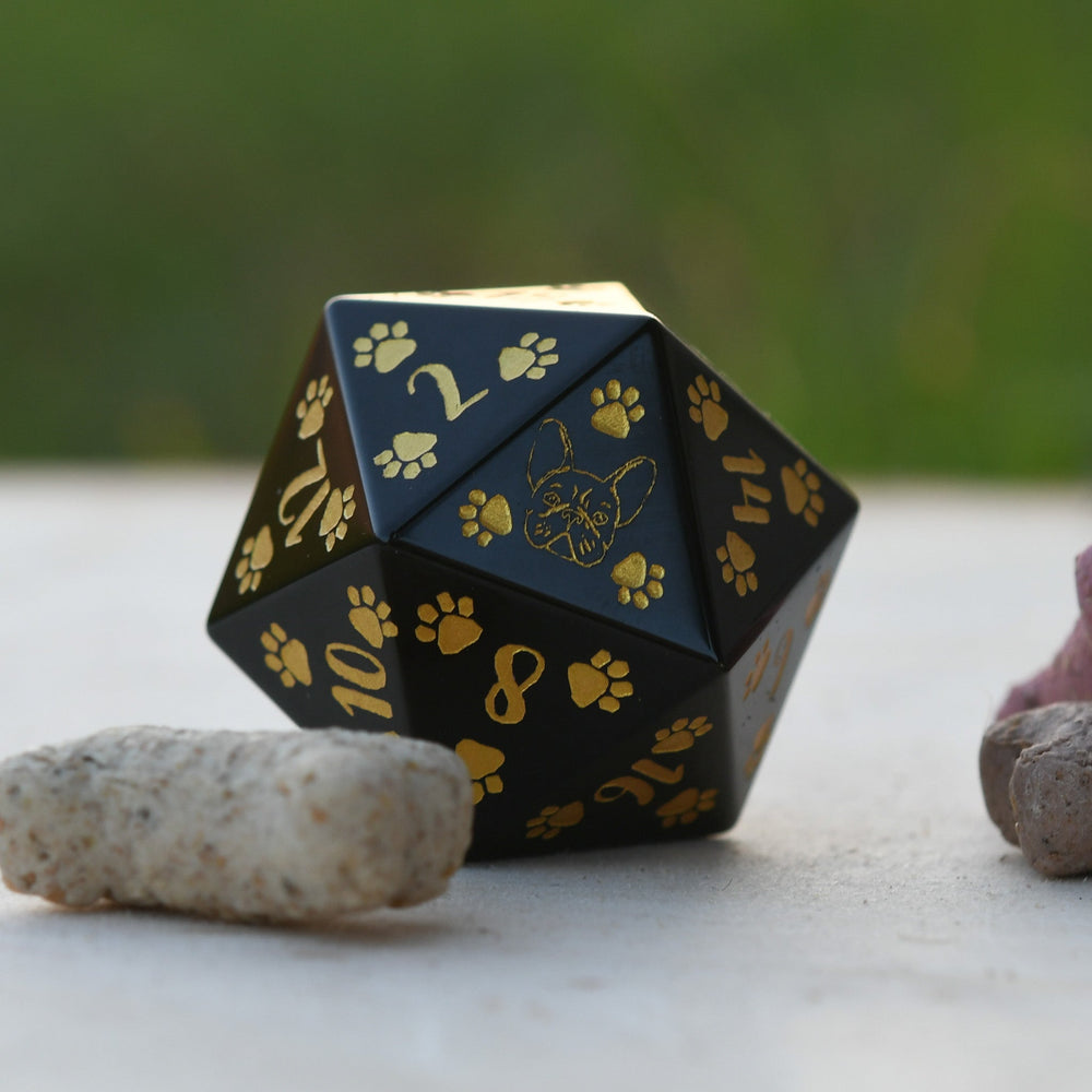 Frenchie Puppy Paws Obsidian 30mm D20 (ONLINE ORDER ONLY)