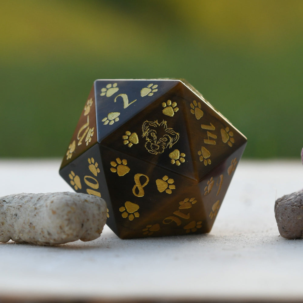 Terrier Puppy Paws Tigers Eye 30mm D20 (ONLINE ORDER ONLY)