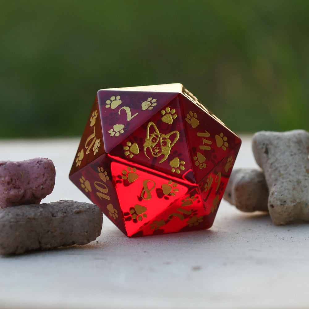 Corgi Puppy Paws Red Glass 30mm D20 (ONLINE ORDER ONLY)