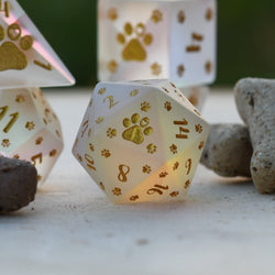 Puppy Paws Frosted Prism Glass Dice Set (ONLINE ORDER ONLY)