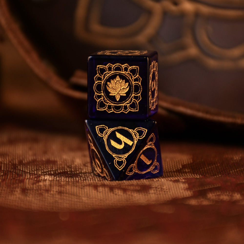 Indian Blue Glass Dice Set - Dice Around the World Collection (ONLINE ORDER ONLY)