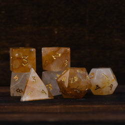 Citrine (Gold) Stone Dice Set (ONLINE ORDER ONLY)