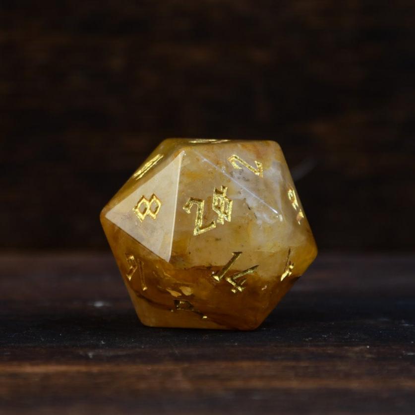 Citrine (Gold) Stone Dice Set (ONLINE ORDER ONLY)