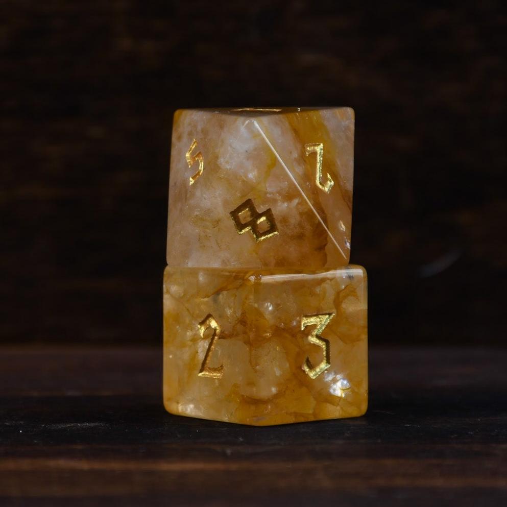 Citrine (Gold) Stone Dice Set (ONLINE ORDER ONLY)