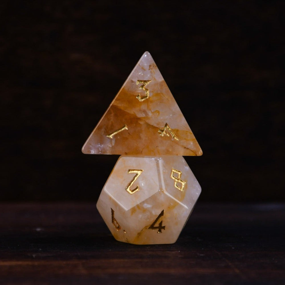 Citrine (Gold) Stone Dice Set (ONLINE ORDER ONLY)