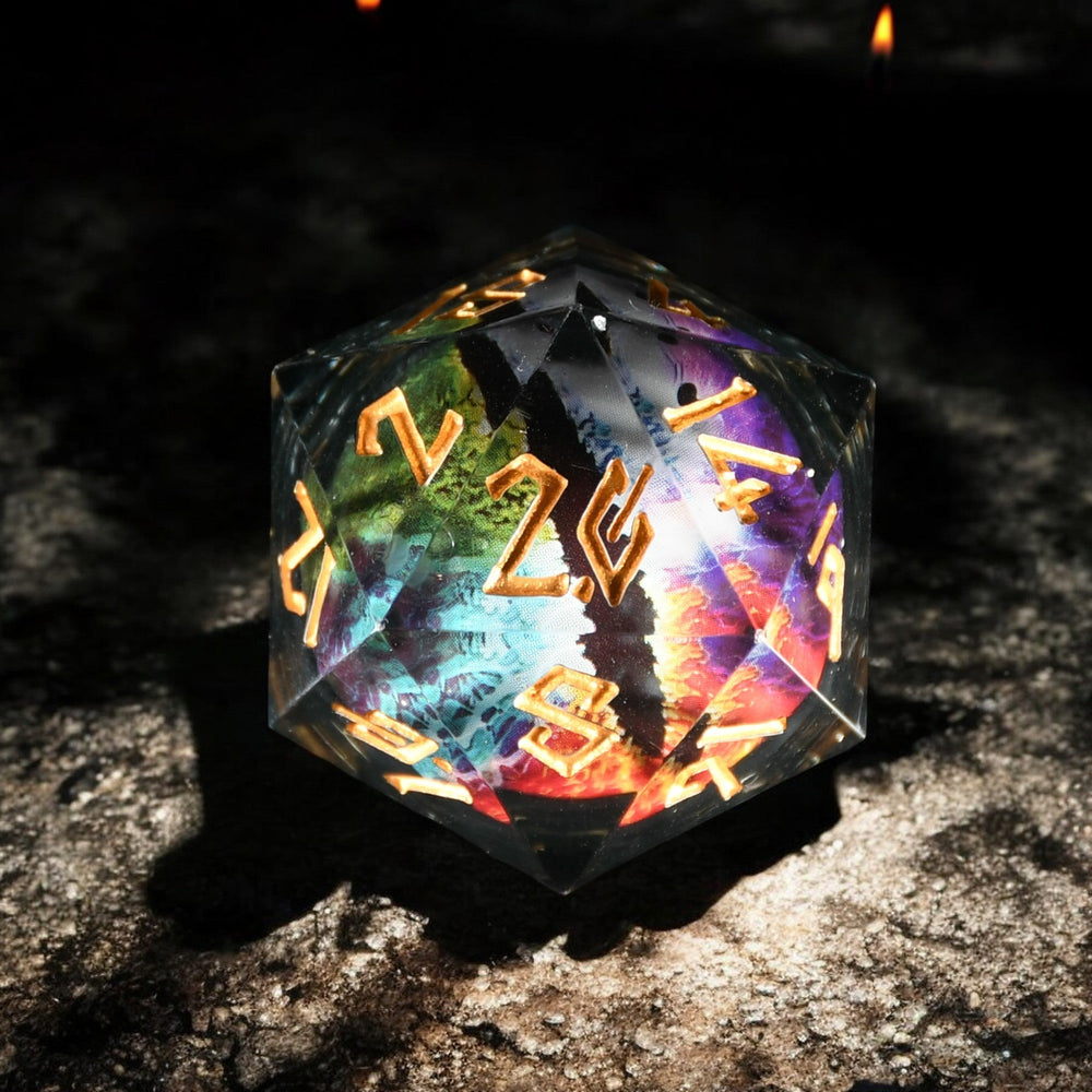 Rainbow Dragon (Black/Gold) Liquid Core 50mm D20 (ONLINE ORDER ONLY)