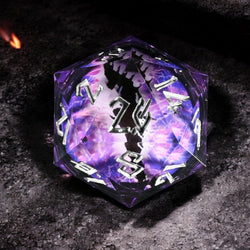 Enchanted Dragon Eye (Black/Silver) Liquid Core 50mm D20 (ONLINE ORDER ONLY)