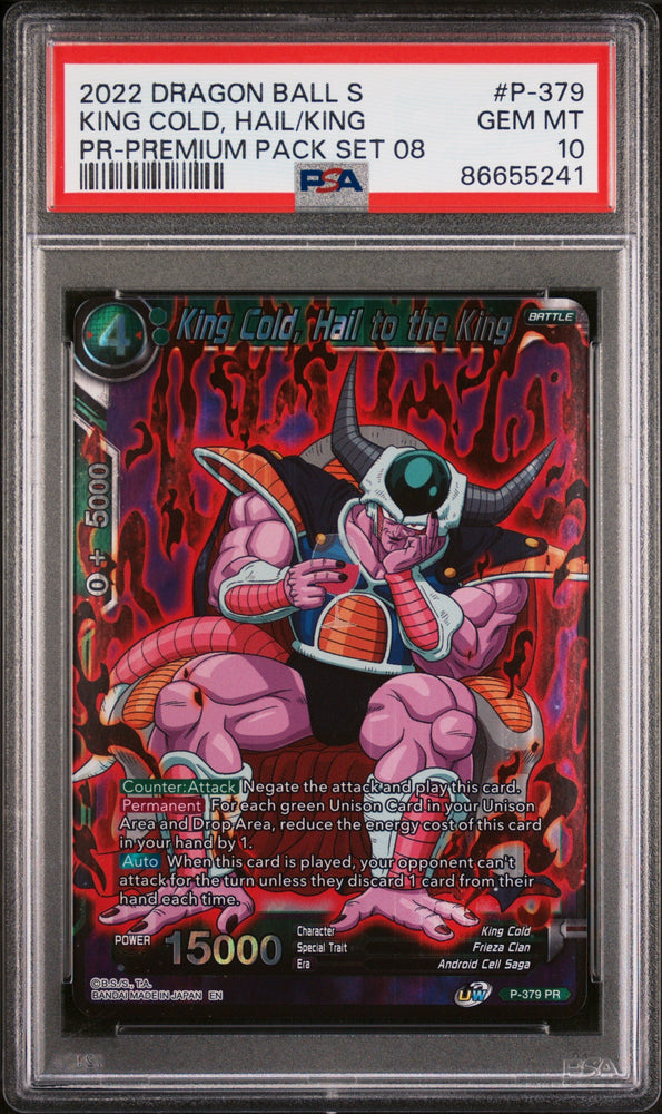 2022 DRAGON BALL SUPER KING COLD, HAIL/KING #P-379 - PSA 10 (Online Order Only)