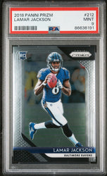 2018 PANINI PRIZM LAMAR JACKSON #212 - PSA 9 ROOKIE CARD (Online Order Only)