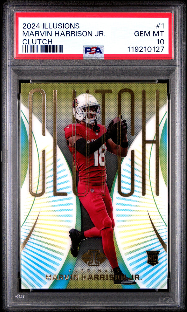 Graded 2024 Panini Illusions Marvin Harrison Jr #1 Clutch Rookie RC Football Card PSA 10 Gem Mint (ONLINE ORDER ONLY)