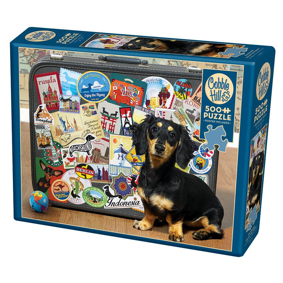 Dachshund 'Round the World 500 Piece Jigsaw Puzzle Cobble Hill (ONLINE ORDER ONLY)