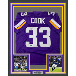 Framed Facsimile Autographed Dalvin Cook 35x39 Minnesota Purple Reprint Laser Auto Football Jersey (ONLINE ORDER ONLY)