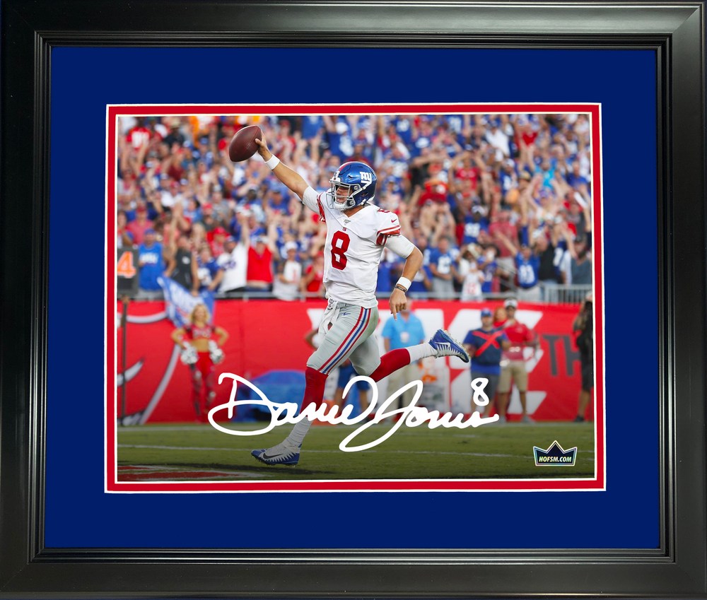 Framed Daniel Jones New York Giants Facsimile Laser Engraved Signature Auto 11"x14" Football Photo HOFSM Holo (ONLINE ORDER ONLY)