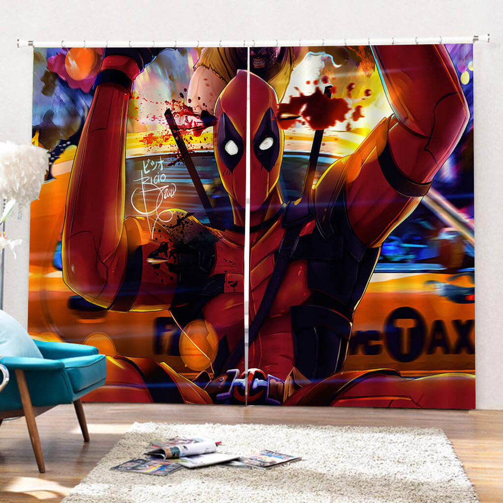 Deadpool Curtains Cosplay Blackout Window Drapes for Room Decoration (Online Order Only)