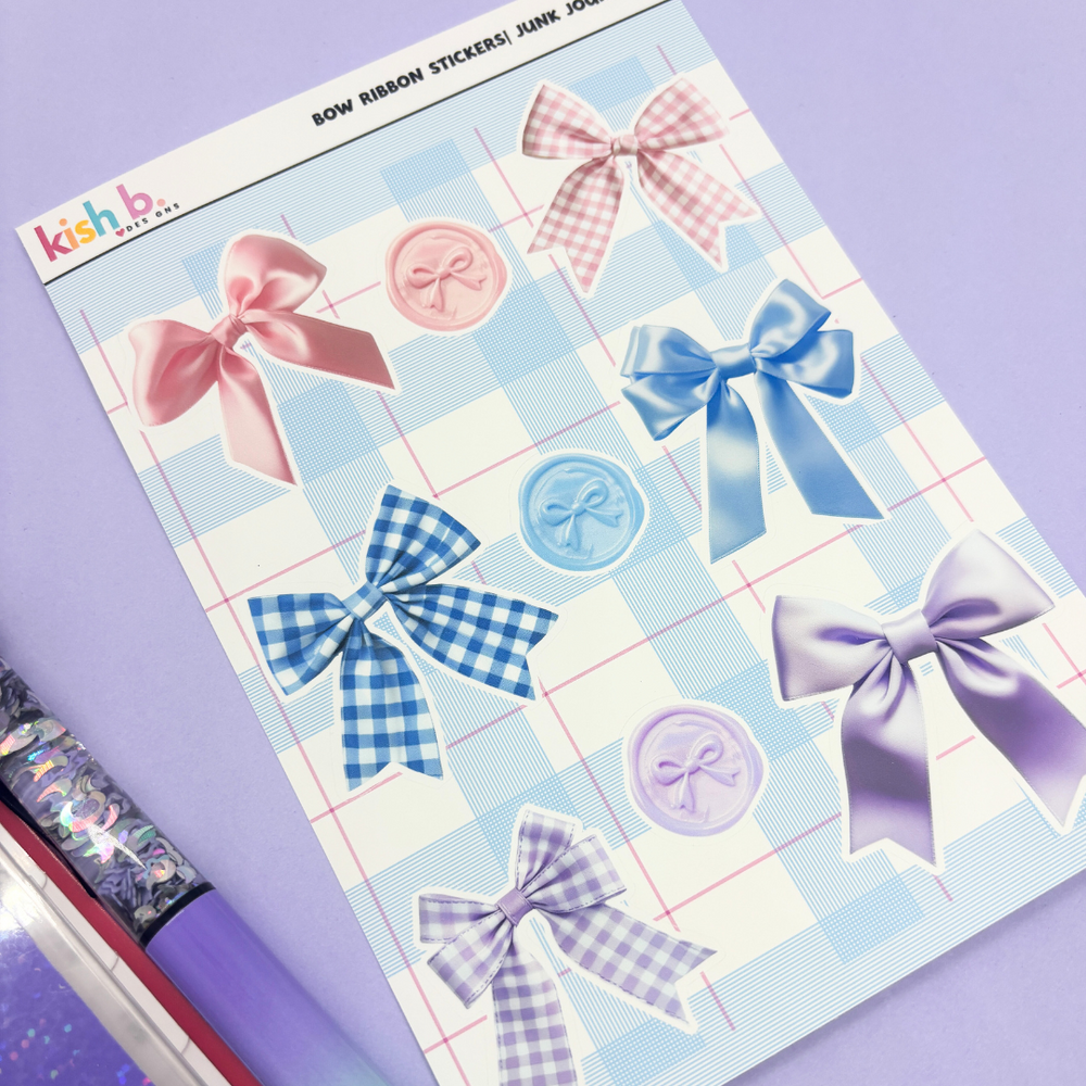 Bow Ribbon |Journal| Sticker Sheet (ONLINE ORDER ONLY)