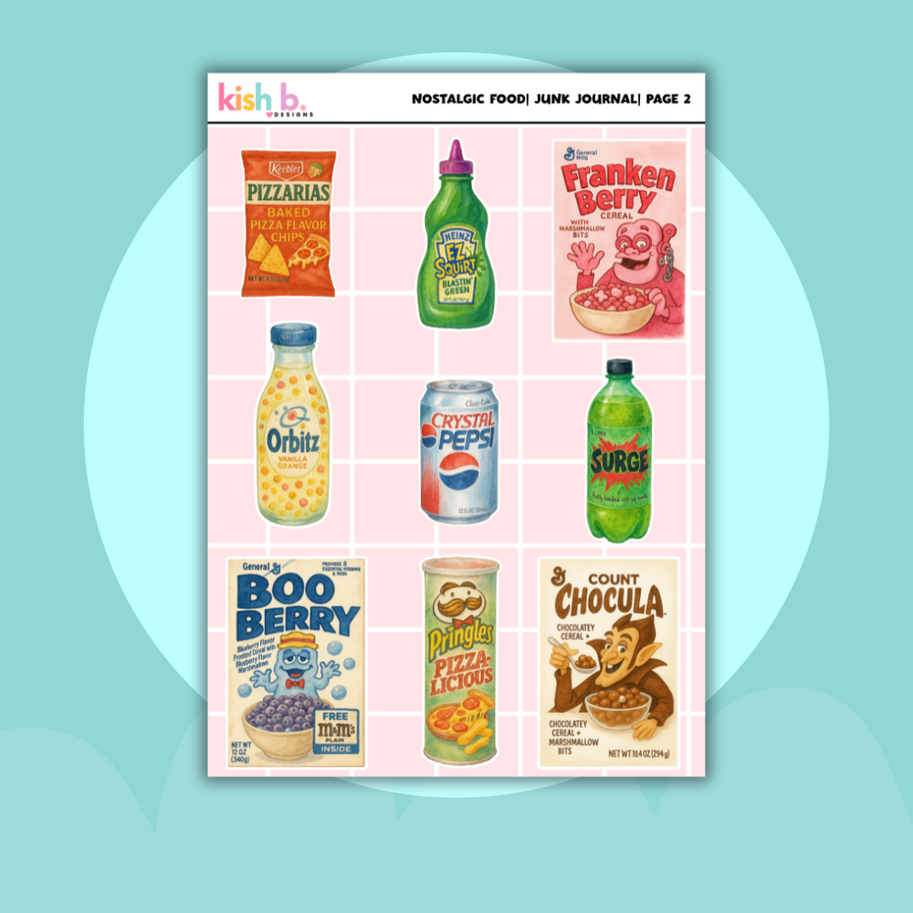 Nostalgic Food |Journal| Sticker Sheet(s) (ONLINE ORDER ONLY)