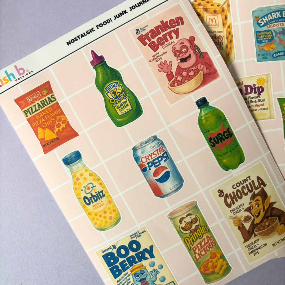 Nostalgic Food |Journal| Sticker Sheet(s) (ONLINE ORDER ONLY)