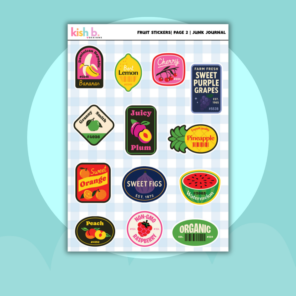 Fruit Stickers |Journal| Sticker Sheet (ONLINE ORDER ONLY)