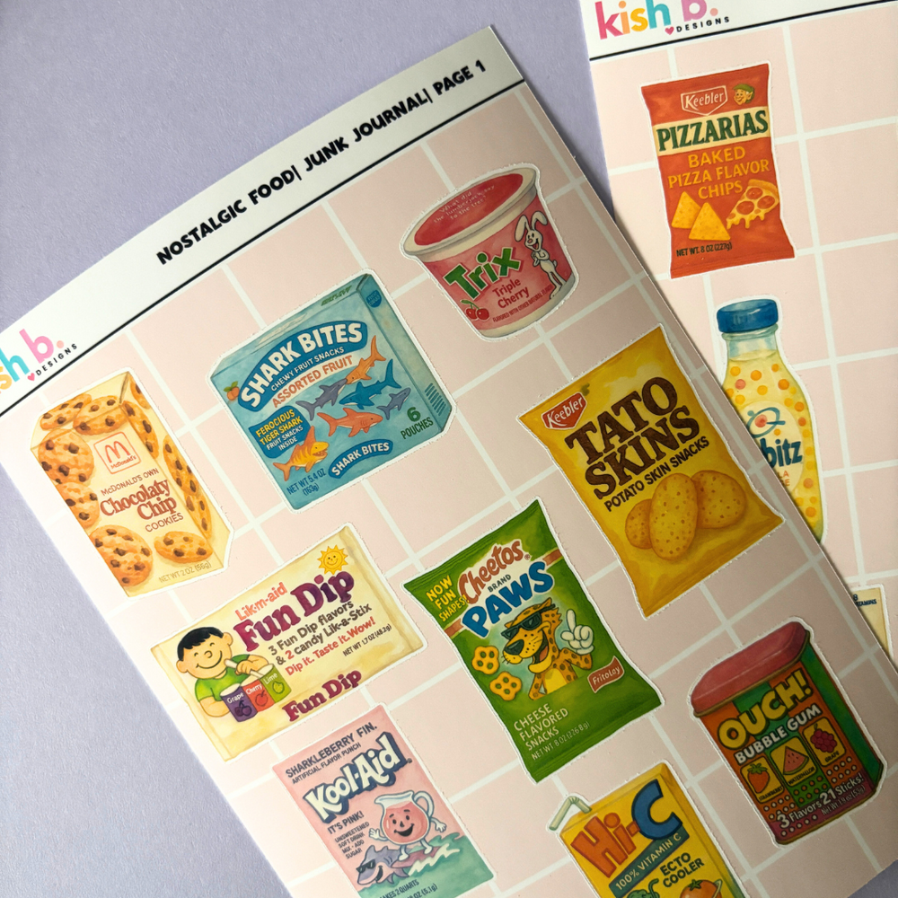 Nostalgic Food |Journal| Sticker Sheet(s) (ONLINE ORDER ONLY)